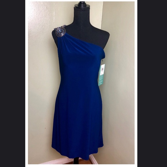 Blue one shoulder beautiful dress new with tags - Picture 6 of 8